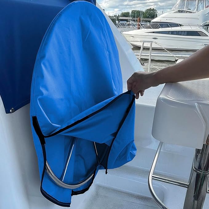 SavvyCraft Waterproof Boat Steering Wheel Covers, Heavy Duty Solution-Dyed 600D Fade-Resistant UV Protection Sailboat Yacht Marine Steering Wheel Protector Case, Vecro and Zipper Closure Blue 36"