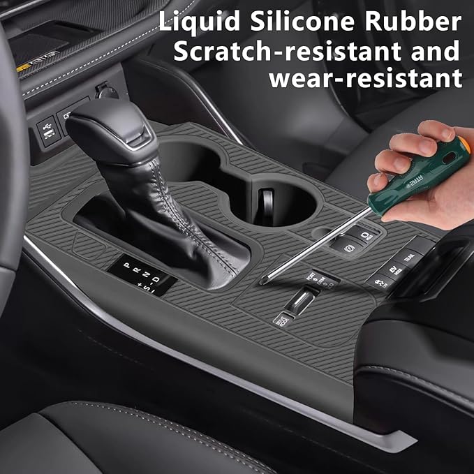 Temmis Center Console Silicone Wrap Kit for Toyota Highlander 2022-2025 (Hybrid Version), Full-Wrap Center Consel Electrostatic adsorption Cover for Toyota Sienna-Black