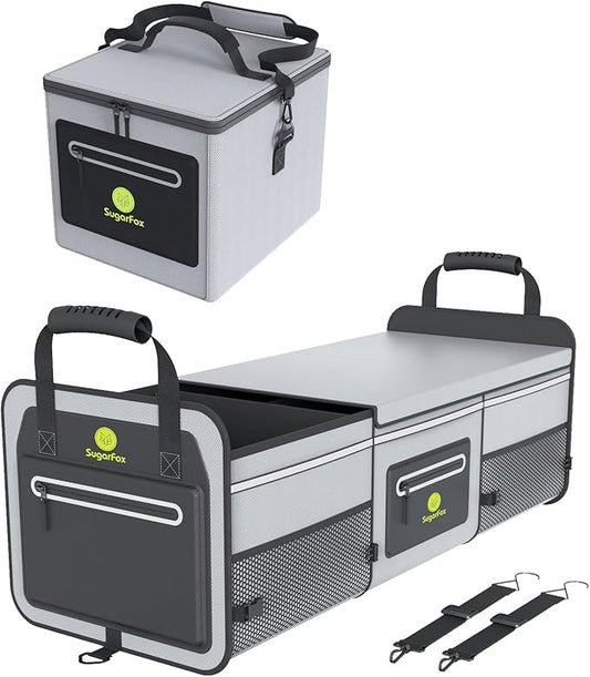 95L Car Trunk Organizer & Storage With 26L Ice Pack, Waterproof Foldable | Trunk Organizers for SUVs & Cars, Car Storage Organizer, Great Gift for Drivers (Gray-M004)