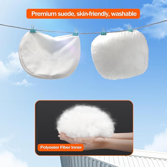 2Ps car headrest Pillow, car Neck Pillow for Driving, 11.8x7.5 inches Head Rest Pillow for car,Fits Most car Models, Suede Fabric with Polyester Fiber Filling(Black)