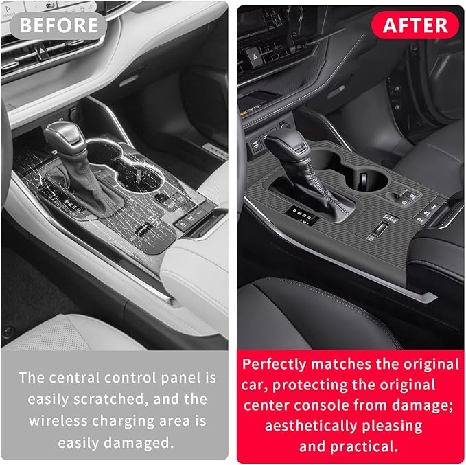 Temmis Center Console Silicone Wrap Kit for Toyota Highlander 2022-2025 (Hybrid Version), Full-Wrap Center Consel Electrostatic adsorption Cover for Toyota Sienna-Black