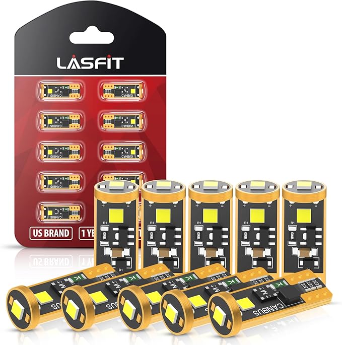 LASFIT 194 LED Bulb 6000K White, T10 168 2825 W5W LED Replacement Light Bulbs, For Dome Map Light, Door Light, Courtesy Light, License Plate Light, Trunk Light, Super Bright (Pack of 10)