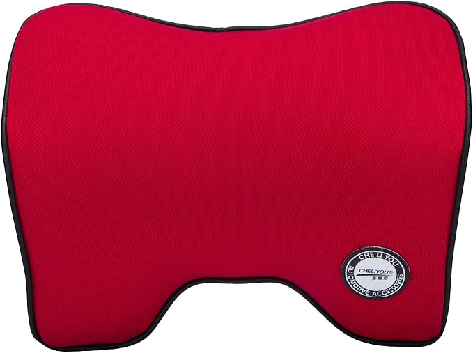 Car Neck Support Pillow for Driving, Car Seat Headrest Pillow with Soft Memory Foam (Red)