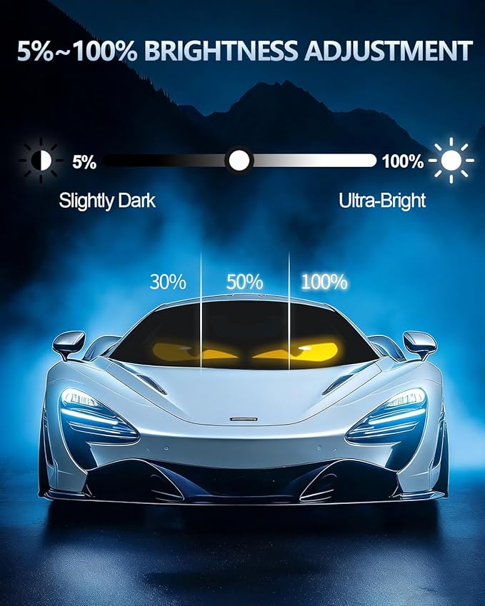 Golf Car Windshield Devil Eyes Light Sign, 23.4''x4.7'' Programmable LED Light Flexible Screen with APP and Remote Control-5V USB Digital Lighting Display for Golf Car, Cars & SUVs