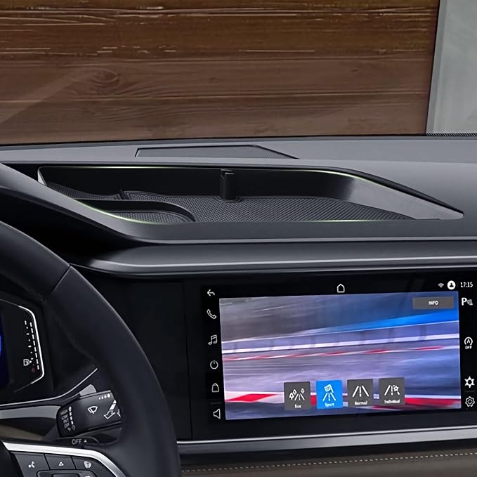 Dash Storage Tray Compatible with Volkswagen Taos 2022 2023 2024 Interior Accessories, Center Console Dashboard Mounted Organizer Sunglass Holder Non Slip Pad Behind Screen Black (Not for 2025)