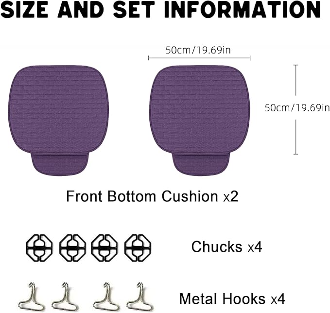 Dark Pruple Car Seat Covers Front Seats,2 Pack Seat Covers for Cars Truck SUV,Front Seat Covers with Storage Pocket(Dark Pruple-Front Seat)