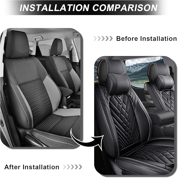 Full Set Car Seat Covers for Ford F-150 F-250 F-350 XL XLT STX Lariat King Ranch Platinum Raptor Waterproof Seat Covers 2009-2025, Anti-Slip Seat Protectors(Luxury 5 Seats/Black)