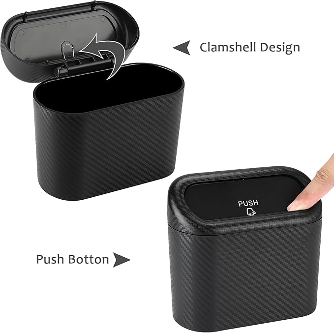 Accmor Car Trash Can with Lid, 2 Pack Mini Vehicle Trash Bin Automotive Garbage Cans, Small Car Dustbin Garbage Organizer Holder with 2 Roll Trash Bag, Portable Hanging Auto Storage Bag Container