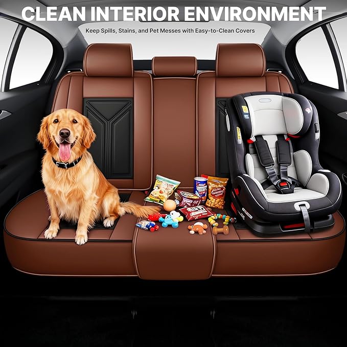 Car Seat Cover Full Set for Lexus RX 350 2007-2026,Faux Leather Seat Cover for Car,Breathable Vehicle Cushions Cover Waterproof Automotive Seat Covers with Headrests(5 seat,Black&Brown)