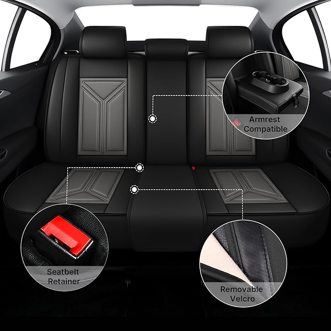 Car Seat Cover for Lexus RX 350 2007-2026,Leather Seat Cover for Car,Breathable Vehicle Cushions Cover Waterproof Protectors Seat Protector, (Full Set,Black&Gray)