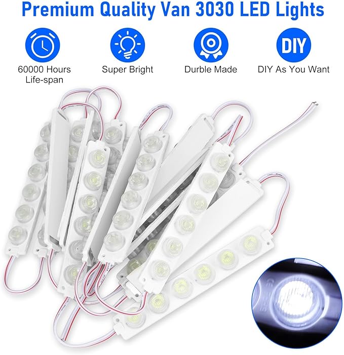 Linkstyle 12V 180 LEDs Car Interior Light Bar, 12V LED Light Strip LED Module Lighting Ceiling Dome Lamp for Car Truck Van RV Caravans Trailer Boat Christmas Decor, 30 Modules