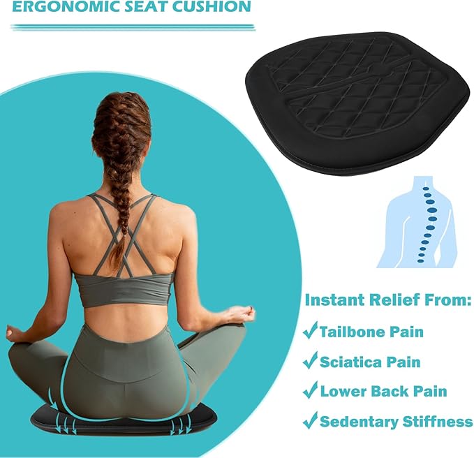 Big Ant Car Seat Cushion, Comfort Memory Foam Driver Seat Cushion Improve Driving View, Sciatica and Lower Back Pain Relief, Seat Cushions for Car Seat Driver, Office Chair, Wheelchair - Black