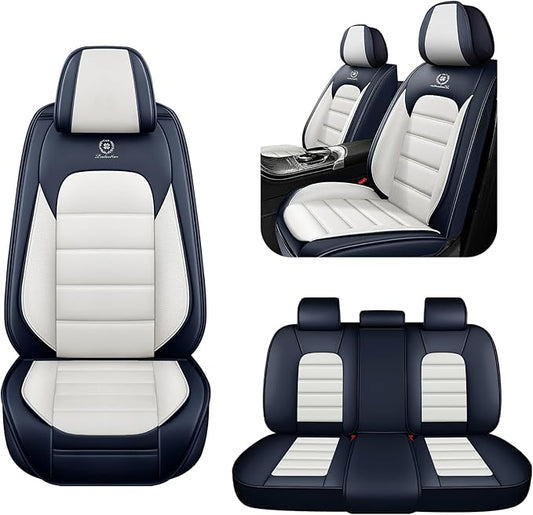 5 Seat Covers for Audi A4 2002-2026 Breathable Car Seat Covers,Anti-Slip Waterproof Car Seat Protectors with Airbag,Automotive Vehicle Cushion with Storage Pockets (Standard,Blue)