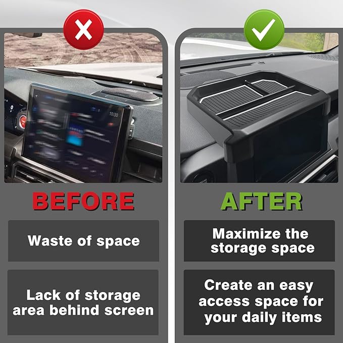 Muslogy Dashboard Storage Box for 2024 2025 2026 Tacoma & 2025 2026 4Runner Accessories Center Console Organizer w/ 8-inch Screen for SR SR5 TRD PreRunner TRD Sport Off-Road Pro Trailhunter (White)