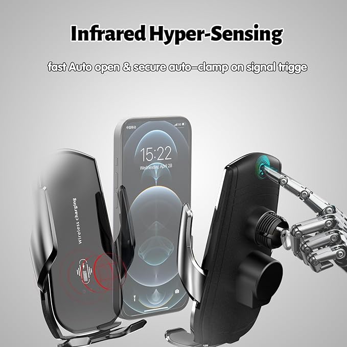 Car Phone Mount for Honda CR-V 2017–2022, 15W Fast Charging Auto-Clamping Honda CRV Phone Holder, 360°Adjustable Left-Top Screen Mount, Car Accessories