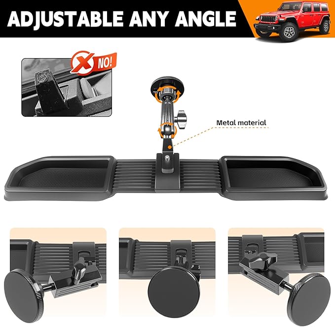 Dashboard Phone Holder Compatible with 2024-2025 Jeep Wrangler JL JLU&Gladiator JT Center Console Organizer Dashboard Phone Multi-Mount Kit for Wrangler 4X4 Accessories(JL/JT 4X4 2024-2025)