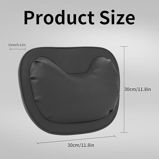 Car Neck Pillow [No More Pressure] Soft Comfortable Premium Leather Headrest with Adjustable Strap – Ergonomic Support for Driving, Office & Gaming, Black, 2 Pack