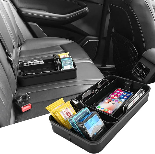 Car Armrest Extra Storage Box,Center Console Organizer,Dash Mount Phone Holder,Auto Rear Front Seat Organizer Tray, Car Small Caddy for Key,Sunglass,Wallets (Black)