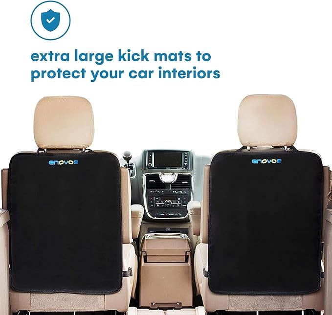 Enovoe Kick Mats Back Seat Protector for Kids - 2 Pack - Premium Quality Car Seat Back Cover Offers Waterproof Protection of Your Upholstery from Mud and Scratches - Backseats Kick Protector for Child