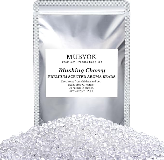 MUBYOK 1.5LB Blushing Cherry Premium Scented Aroma Beads for Making Car Freshies Supplies PreScented Beads for Car Air Freshener Sachets Long-Lasing Scent
