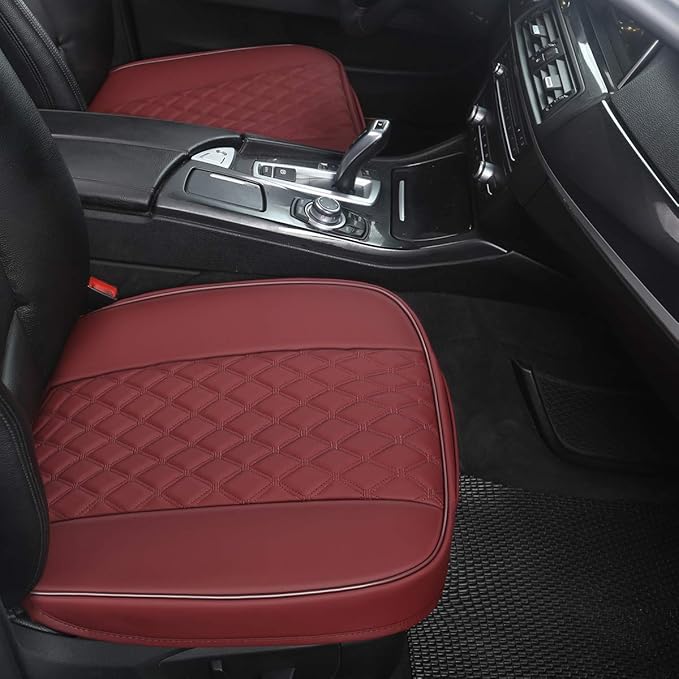 Black Panther 1 Piece PU Car Seat Cover Front Seat Protector Compatible with 90% Vehicles,Embroidery,Anti-Slip & Full Wrapping Bottom W55cm*D54cm(21.65''*21.26'') (1Piece,Burgundy)