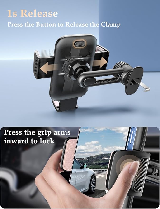 Phone Mount for Car Vent: [Never Blocking] Air Vent Cell Phones Holder for iPhone & Samsung Android Smartphone [Thick Cases Friendly] Hands-Free Auto Mobile Phone Stand (Pink)