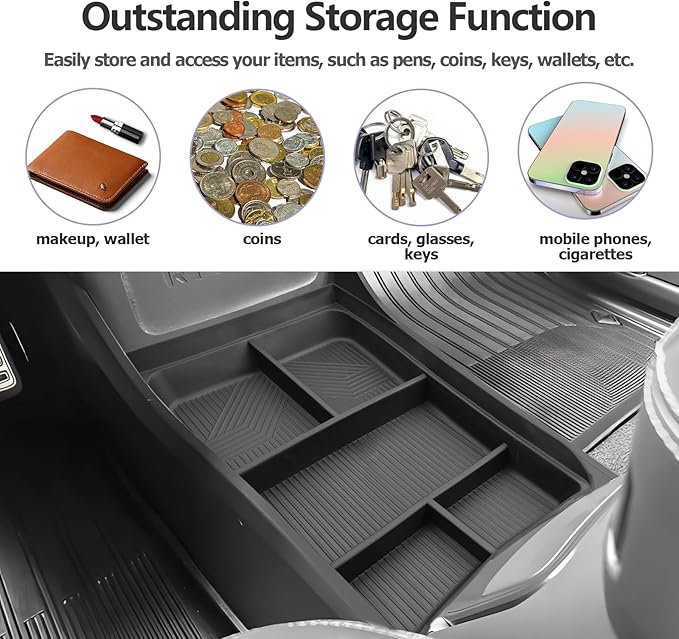 LUWU for 2022-2026 Rivian R1T/R1S Center Console Organizer Rivian Armrest Storage Armrest Organizer Insert Tray Rivian R1T/R1S Lower Console Organizer Storage Tray 2025 2026 Rivian R1T/R1S Accessories