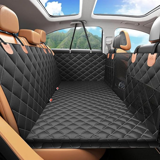 Back Seat Extender, Car Dog Seat with Hard Bottom Holds 420lbs, Thick & Durable Waterproof Pet Hammock Protector for Car, SUV,Truck(Black)