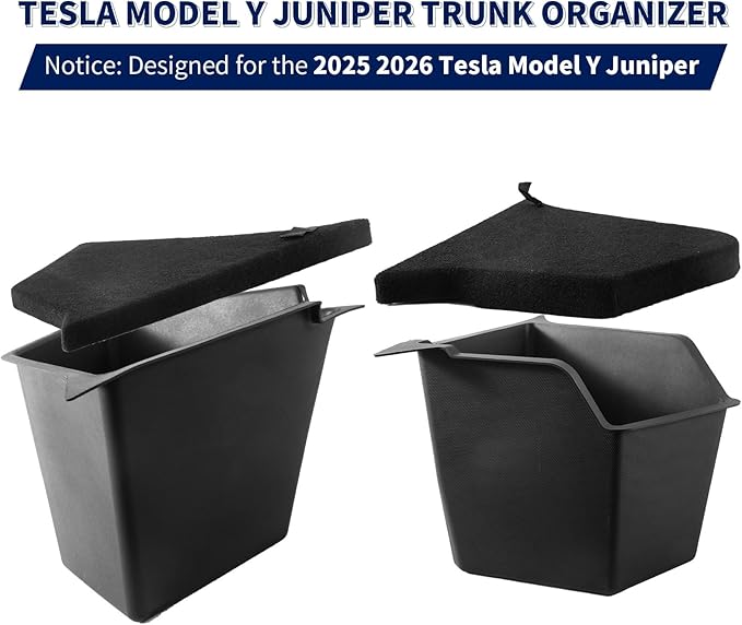 Tesla Model Y Juniper Rear Trunk Storage Bins 2025 2026 Tesla Model Y Juniper Trunk Organizer Storage Box with Cover TPE Tesla Model Y Juniper Accessories