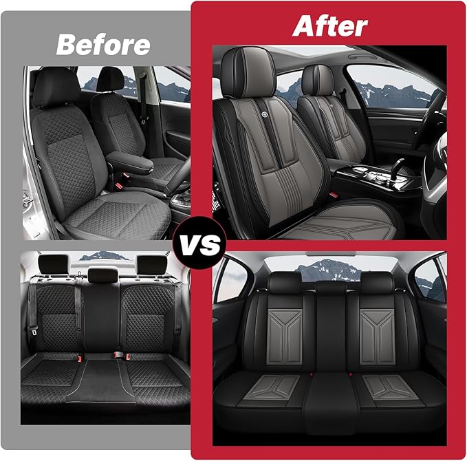 Car Seat Cover for Lexus RX 350 2007-2026,Leather Seat Cover for Car,Breathable Vehicle Cushions Cover Waterproof Protectors Seat Protector, (Full Set,Black&Gray)