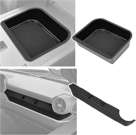 Karltys 2 Pcs Center Console Organizer, Middle Console Organizer with Silicone Mat, Passenger Storage Tray with Hook for Toyota Land Cruiser 250 2024 2025 2026 Accessories(Only for Cool Box Version)