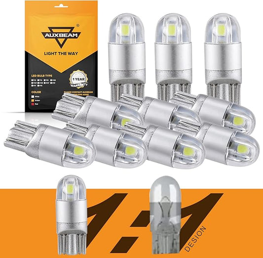Auxbeam 194 LED Bulbs White, Super Bright 168 T10 W5W 2825 Light Bulbs 6000K 3030 Chips Replacement Bulb for License Plate Lights, Dome Map Light, Courtesy Light Bulbs 10 Pack