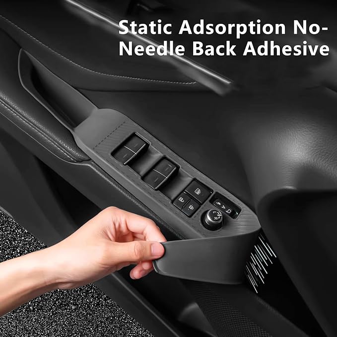 Temmis 4PCS Car Door Window Switch Panel Cover for Toyota Camry 2024-2025, Auto Interior Decor Accessories Armrest Trim Silicone Style Kit-Black (Seats Without Memory Function)