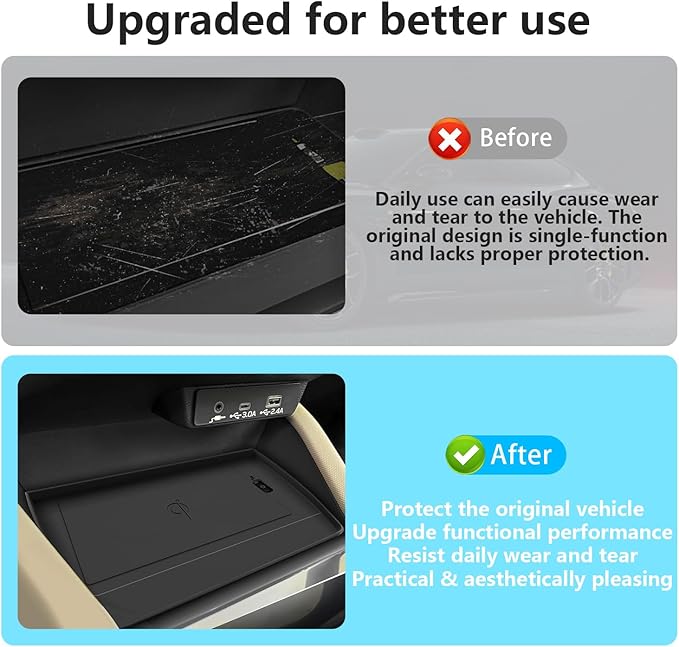 Center Console Wireless Charging Protective Mat and Center Console Cover Carbon Fiber fits for 2025 2026 Forester Accessories Inserts Liner Anti-Slip Anti-Dust Waterproof Mats