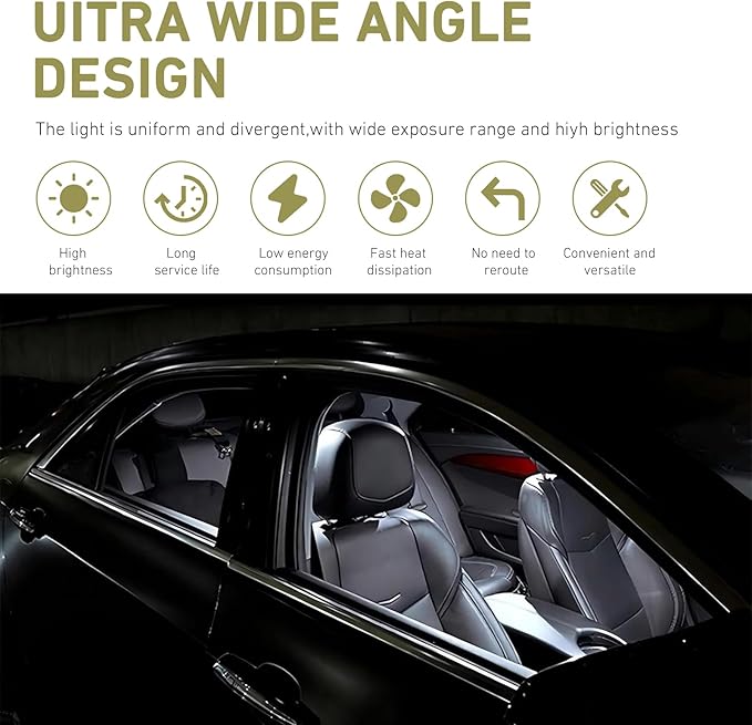 42 PCS Led Interior Car Lights Set, T10 31 mm 36 mm 41 mm License Plate Light Bulb, Wide Angle Led Interior Lamps, Easy Plug and Play Installation, for Dome Map Door Reading Use (White)