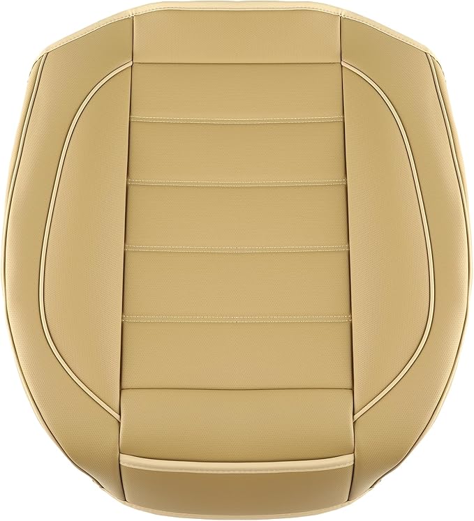 2 Pack Leather Front Car Seat Covers,Bottom Seat Covers for Cars,Driver Car Seat Cover,Luxury Seat Protectors,Waterproof,Full Wrap,for Most Vehicles,Sedan,Truck,SUV(Beige)
