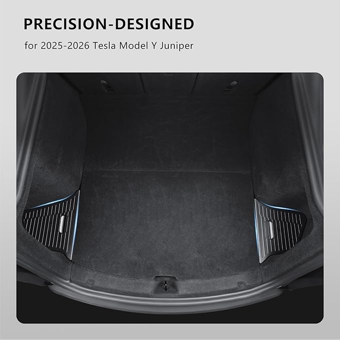 Trunk Storage Bins for Tesla Model Y Juniper, 2-Piece Waterproof Organizer with Lids, Black Side Storage Box, 2025-2026