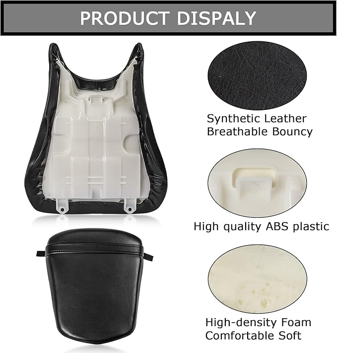 PSLER Front Rider Driver and Rear Passenger Seat Pillion Cushion For Yamaha YZF R6 2003 2004 2005