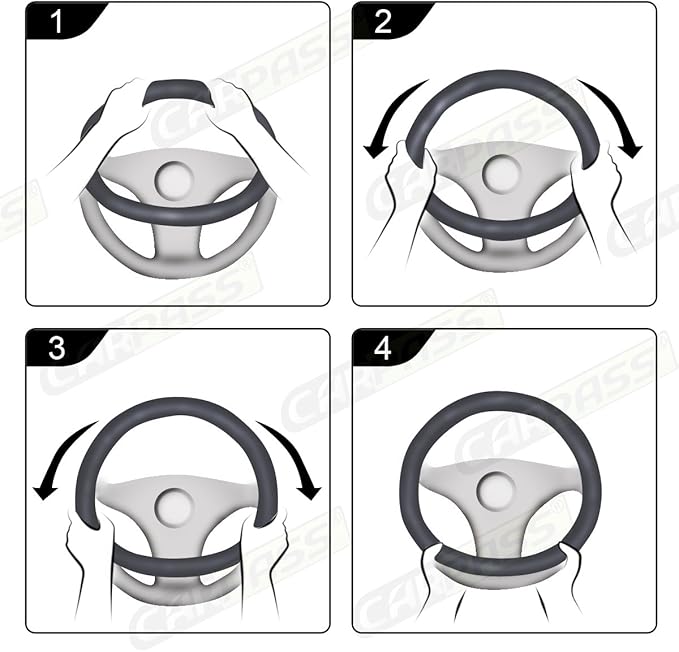 Car Pass Classical Leather Automotive Universal Steering Wheel Covers,Universal Fit for Suvs,Trucks,Sedans,Cars,Vans,14.5-15inch Anti-Slip Safety Comfortable Desgin(Gray)