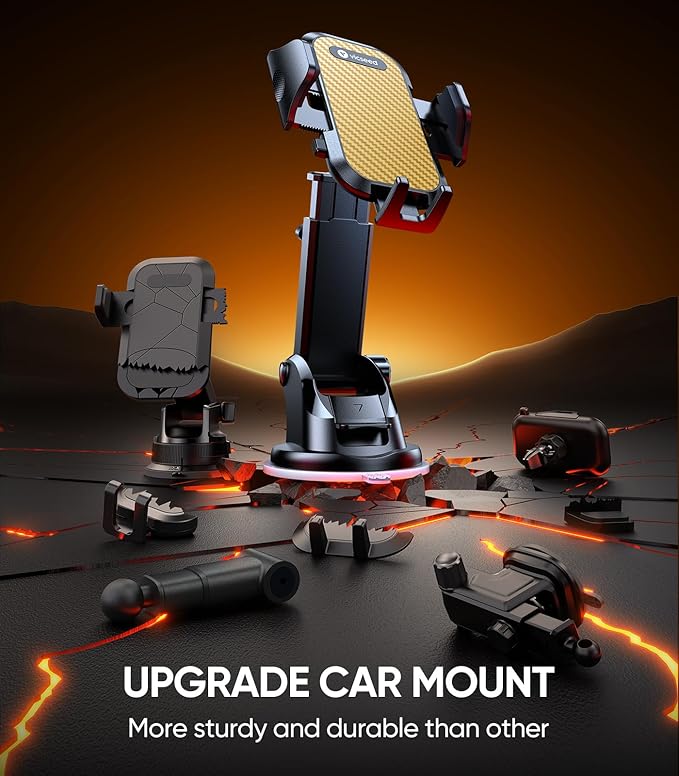 VICSEED Gold Phone Holders for Your Car, [True Military-Grade Strongest Suction Power], 3-in-1 Dashboard Windshield Vent, Truck Boat Stand Cell Phone Mount for iPhone Android All Phones