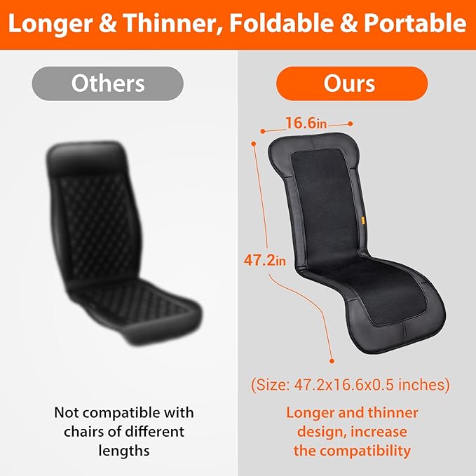 47.2-inch Long Seat Cushion with Heat for Back and Thighs