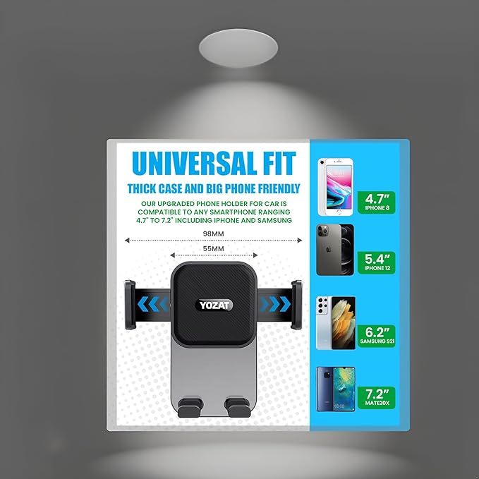 Car Phone Holder for Dashboard, Windshield, Air Vent - Universal Mount, Heavy Duty, Compatible with All Smartphones