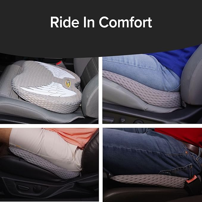 Auto Cushion with Memory Foam, AS-SEEN-ON-TV, Advanced Lumbar Helps Relieve Pressure Points, Molds to Any Body, Drive in Heavenly Comfort in Any Vehicle, Breathable, Washable Cover