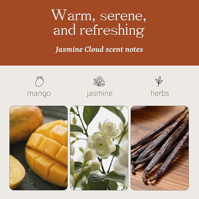 Car Air Freshener with Premium Leather Visor Clip, North American Alder Wood Scent Diffuser, Refillable Solid Wood Odor Eliminator for Vehicle Cabin, Truck & SUV, No Liquid, No Mess (Jasmine Cloud)