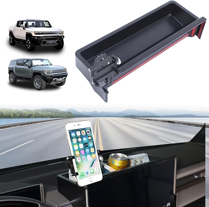 for Hummer EV Accessories Car Center Console Dashboard Storage Tray Phone Holder Mount,360 Degree Rotatable Phone Holder Stand Dash Box Organizer for Hummer EV SUV Pickup 2022-2024 2025 2026 (Style C)