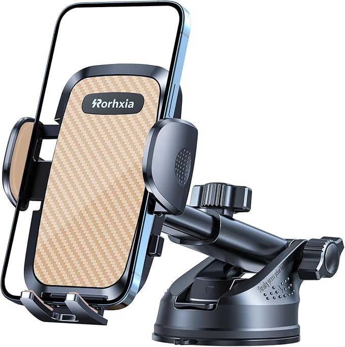 3-in-1 Phone Mount for Car [Most Stable and Flexible Suction Cup] Vent Dashboard Windshield Cell Phone Holder Car Fit for iPhone 15 14 13 12 Pro Max Samsung S23 S22 S21 All Phone, Gold