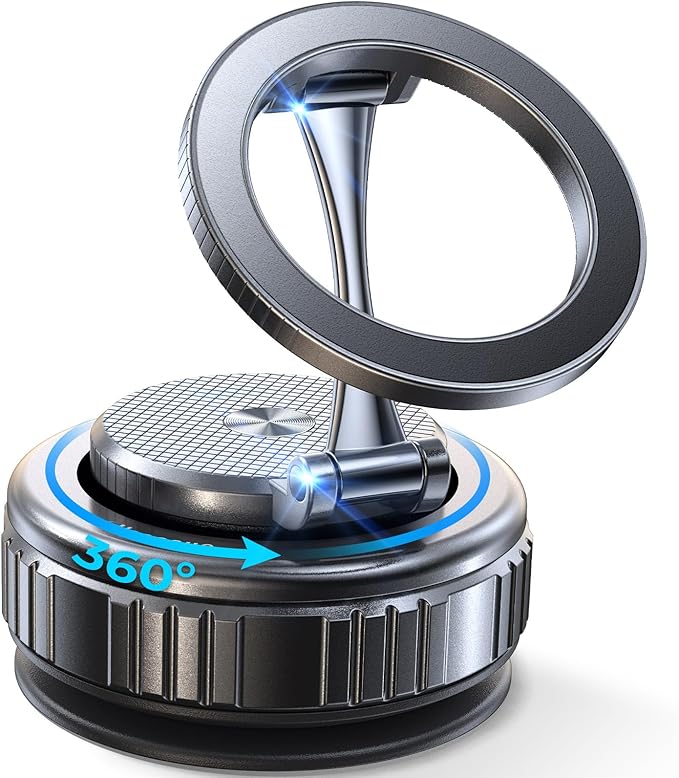 2026 Heavy-Duty Magnetic Phone Holder for Car, Ultra Strong Vacuum Suction Magsafe Car Mount with Full Metal Arm 360° Adjustable Phone Holder for Dashboard & Windshield for iPhone 17 Pro Max & Samsung