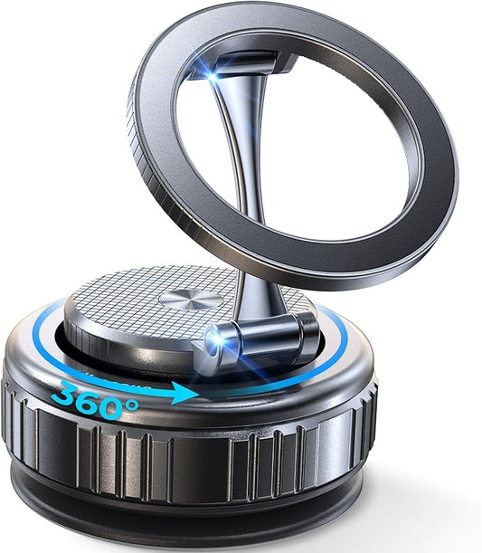 2026 Heavy-Duty Magnetic Phone Holder for Car, Ultra Strong Vacuum Suction Magsafe Car Mount with Full Metal Arm 360° Adjustable Phone Holder for Dashboard & Windshield for iPhone 17 Pro Max & Samsung