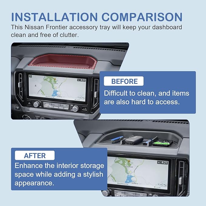 EDBETOS Frontier Dashboard Insert Tray Compatible with Frontier 2025 Accessories Storage Box Phone Holder Non-Slip Silicone Rubber Interior Dash Organizer (NOT for 2022-2024 Frontier)