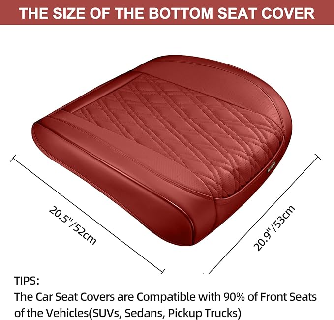 1PCS Seat Covers for Cars, Automotive Seat Covers & Accessories, Breathable Nappa Leather Car Seat Covers Cushion Protector Interior Décor for Women and Men, Wine Red